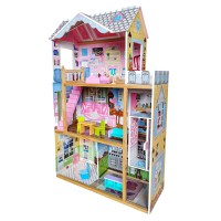 Casuta mare din lemn Bel Air Residence DollHouse - Casa pentru papusi cu lift cu mobilier inclus Casuta mare din lemn Bel Air Residence DollHouse - Casa pentru papusi cu lift cu mobilier inclus